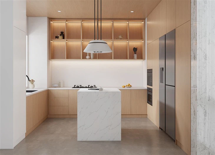 Ahşap Kaplama Mutfak Dolapları